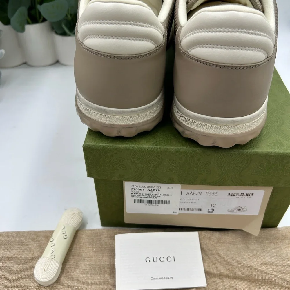 Men's Gucci Mac 80 Dune beige low top sneakers size 12 made in Italy
